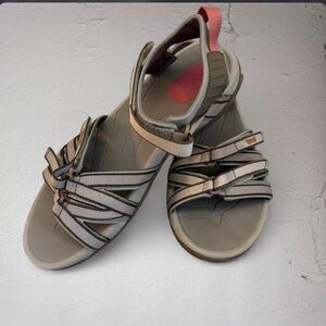 Women's Teva Tirra sandals - Open Toe Beige with Coral Accent